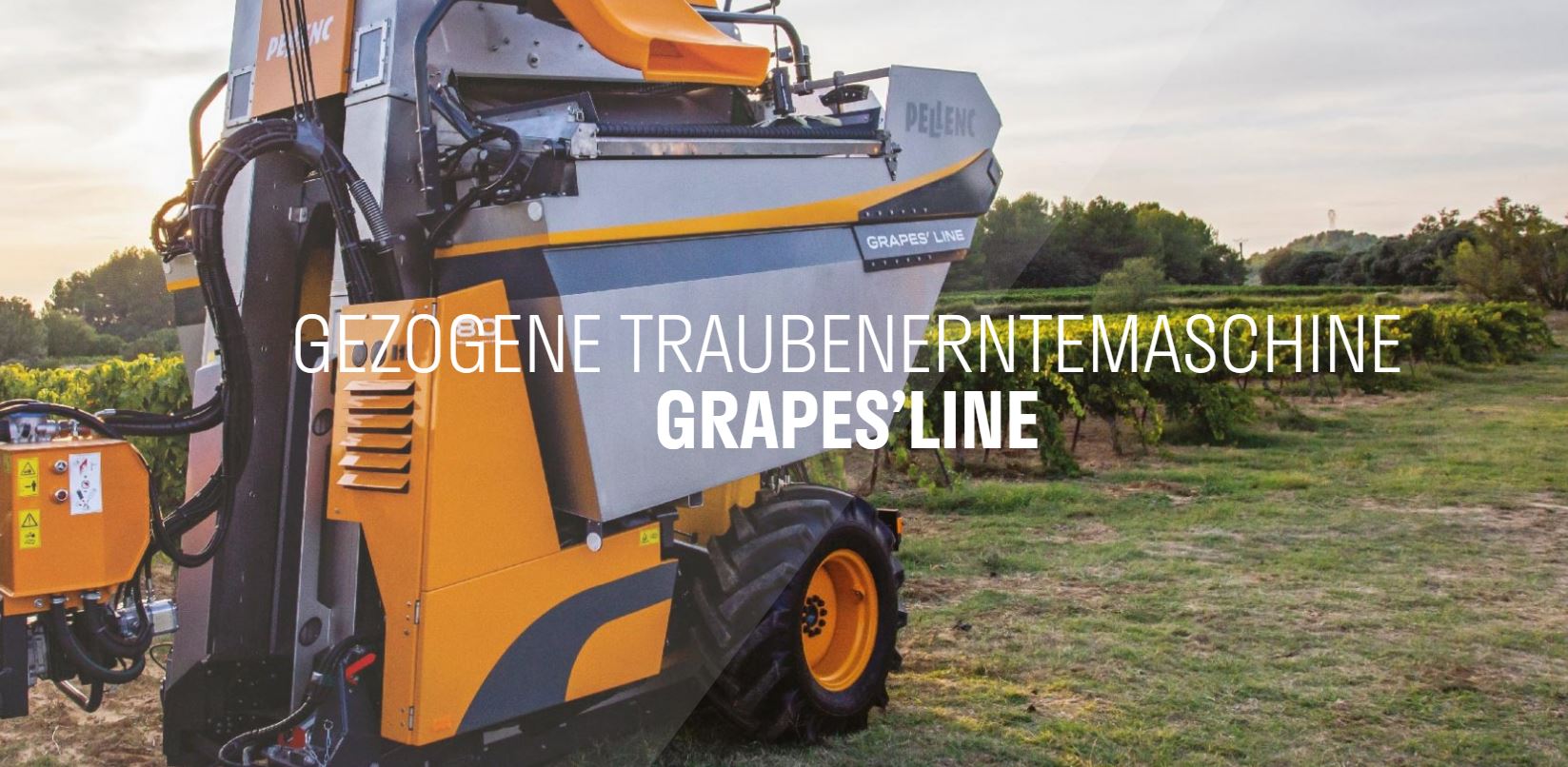 Pellenc Grapes'Line gezogene Traubenerntemaschine Fischer Landmaschinen