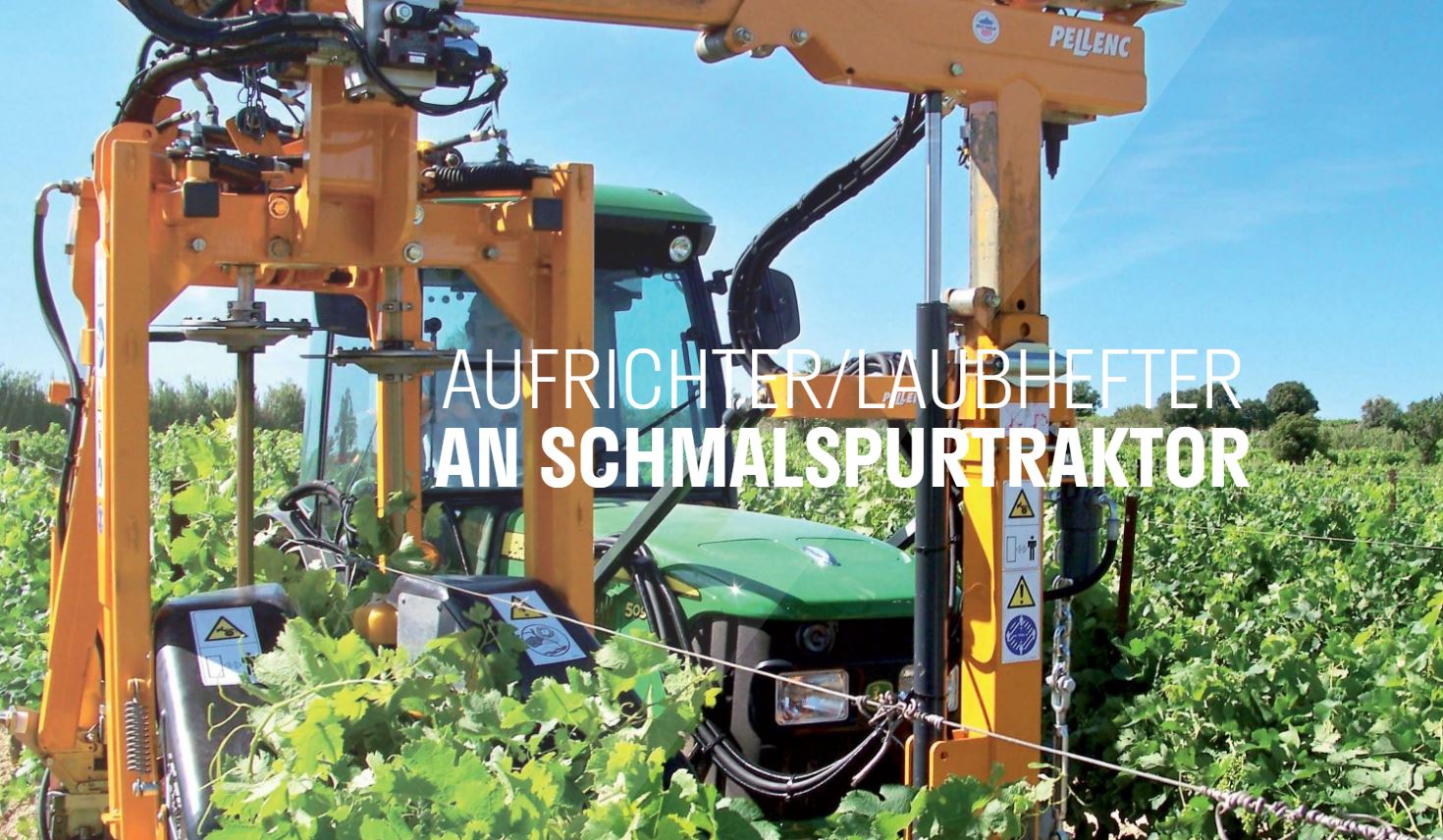 Laubhefter Aufrichter am Schmalspurtraktor im Weinberg – Fischer Landmaschinen
