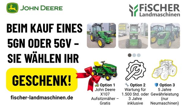 John Deere 5GN 5GV Schmalspurtraktor Bonus-Paket Fischer Landmaschinen
