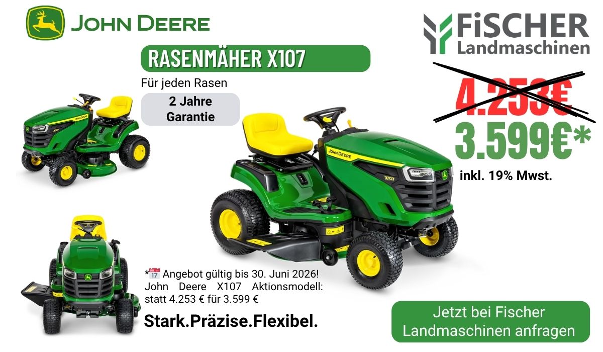 John Deere X107 Rasenmäher Aktionsmodell Fischer Landmaschinen
